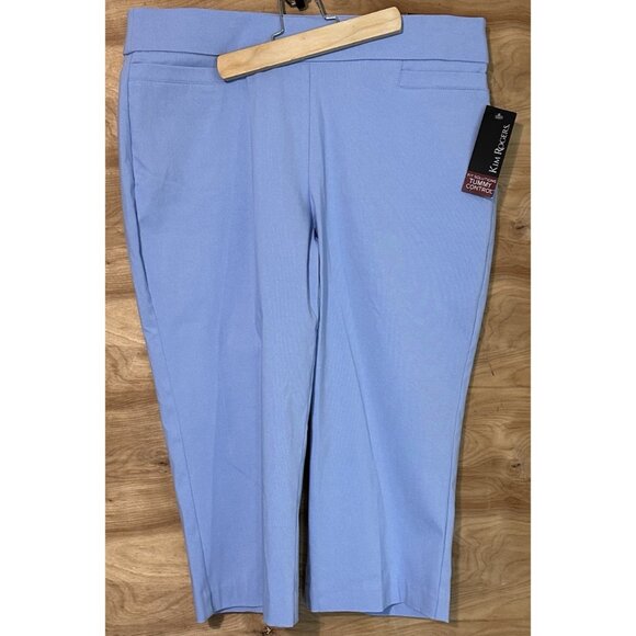 NWT Kim Rogers 14 Petite Capri Tummy Control Blue Pull On Pockets - Picture 1 of 11